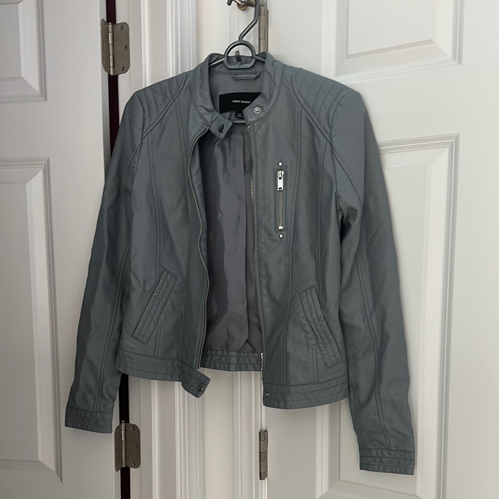 Gray Leather Jacket